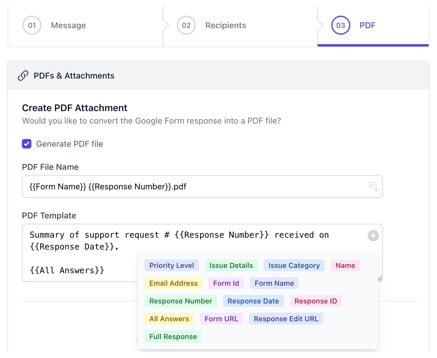 Nom personnalisé du fichier PDF