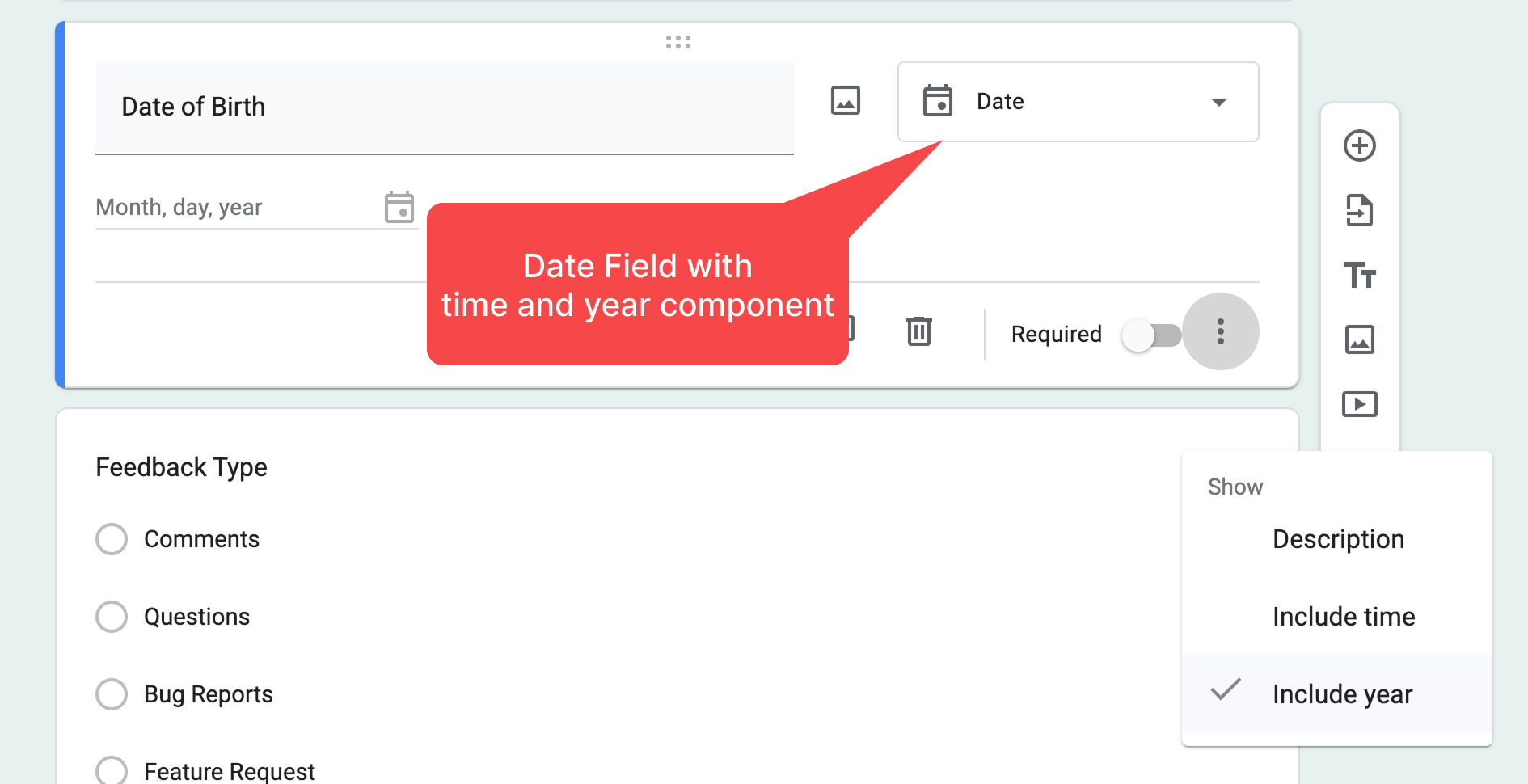 日期和時間欄位