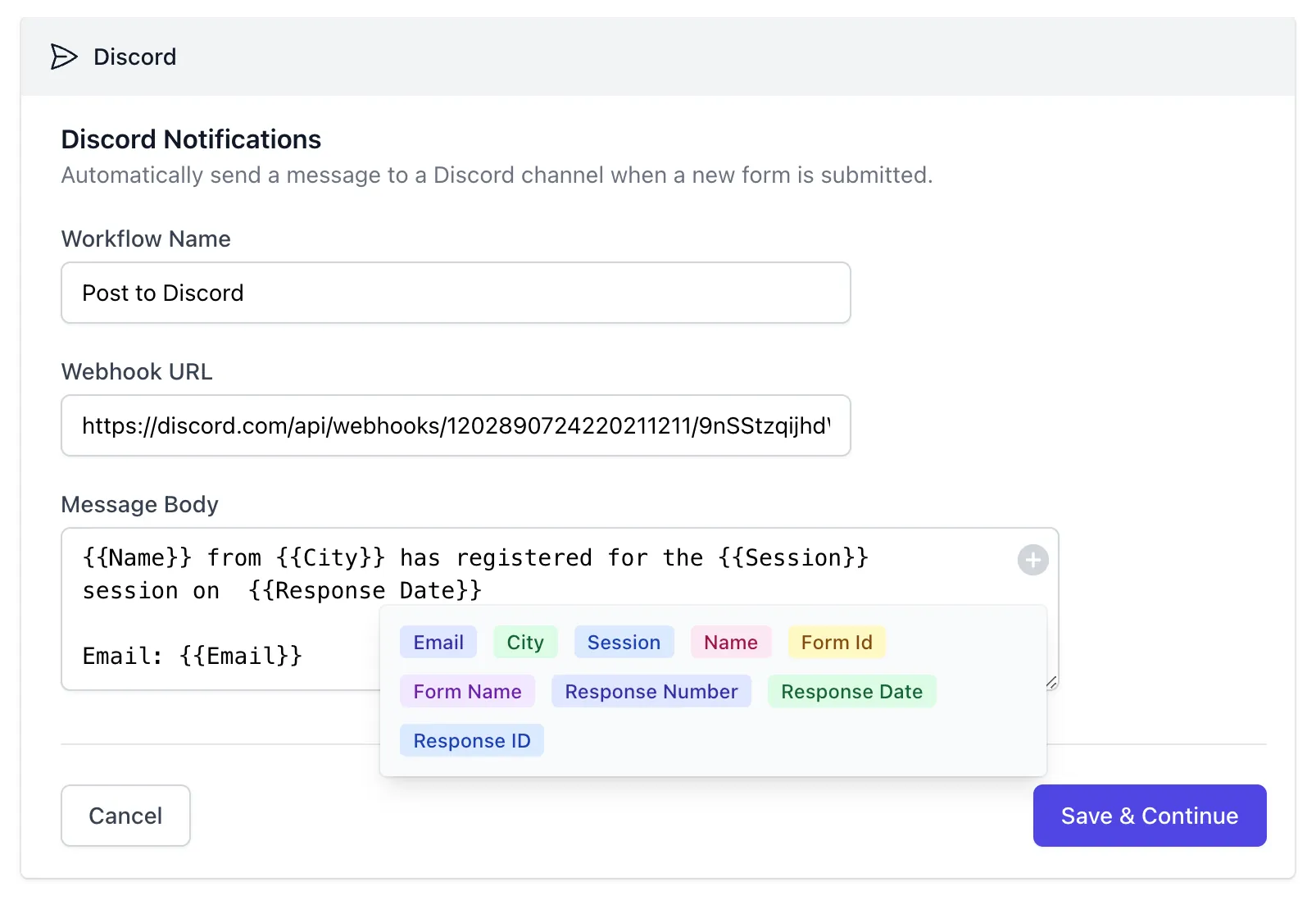 Connect Discord with Google Form