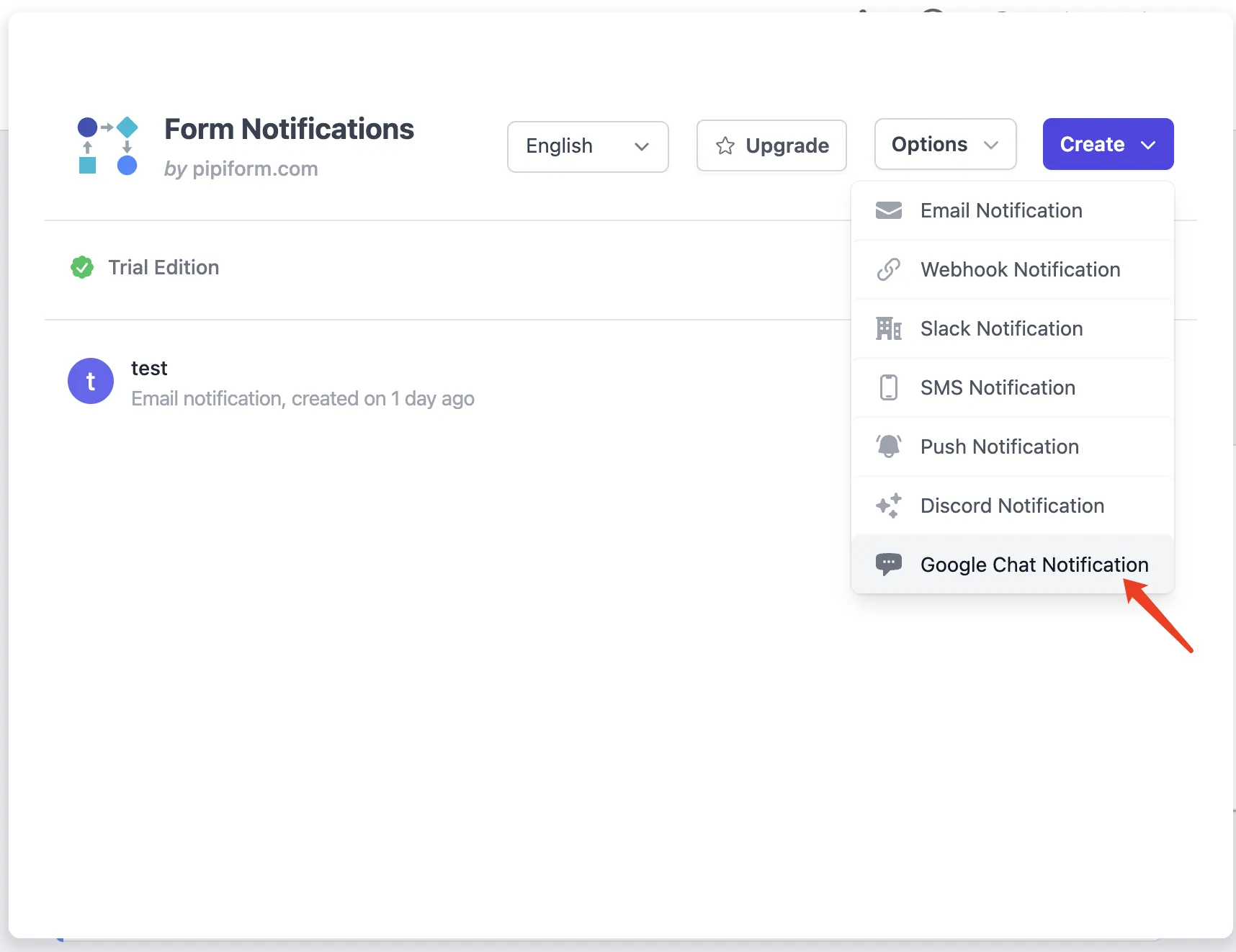 Google Chat सूचना बनाएँ