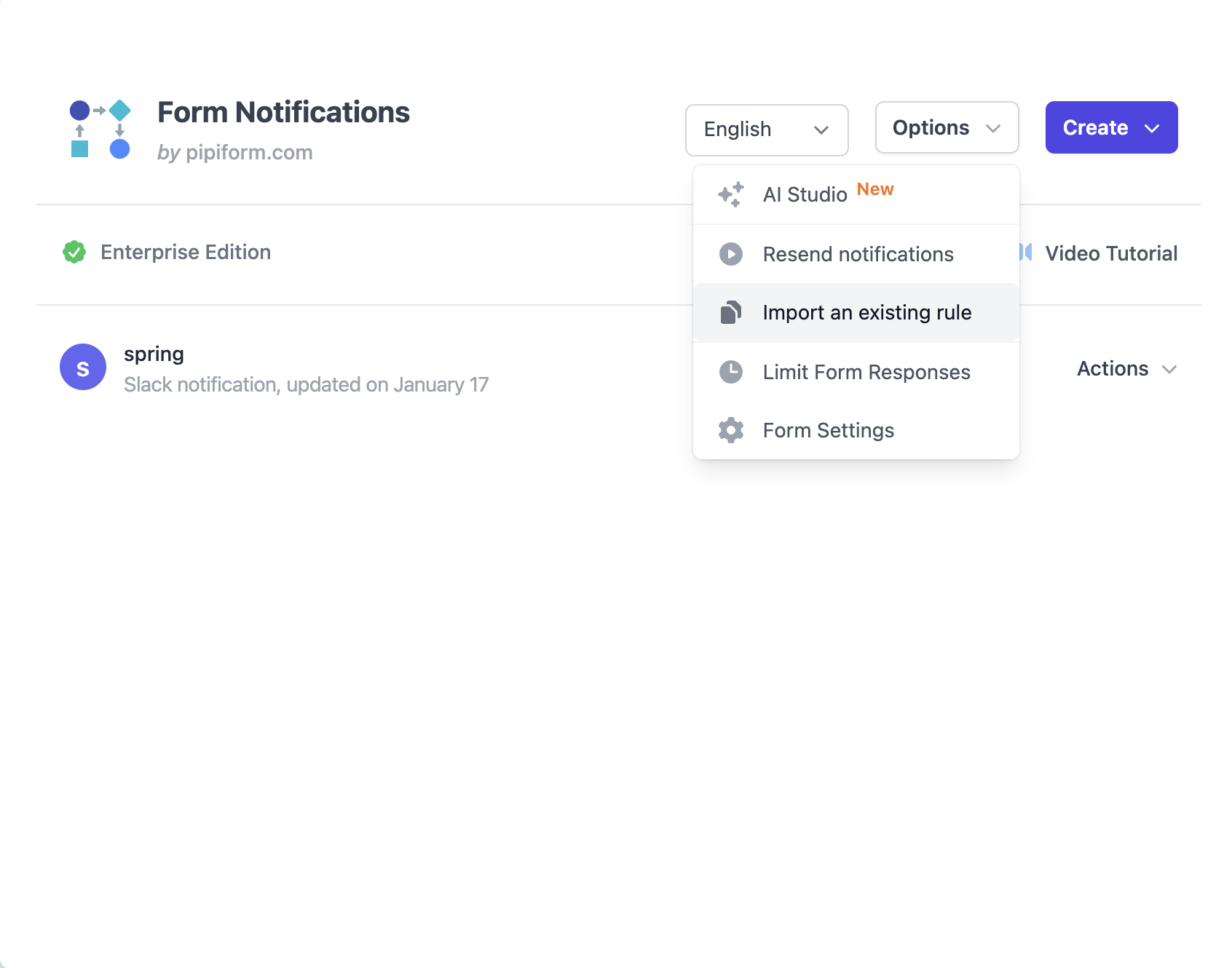 Importar Regla de Google Form