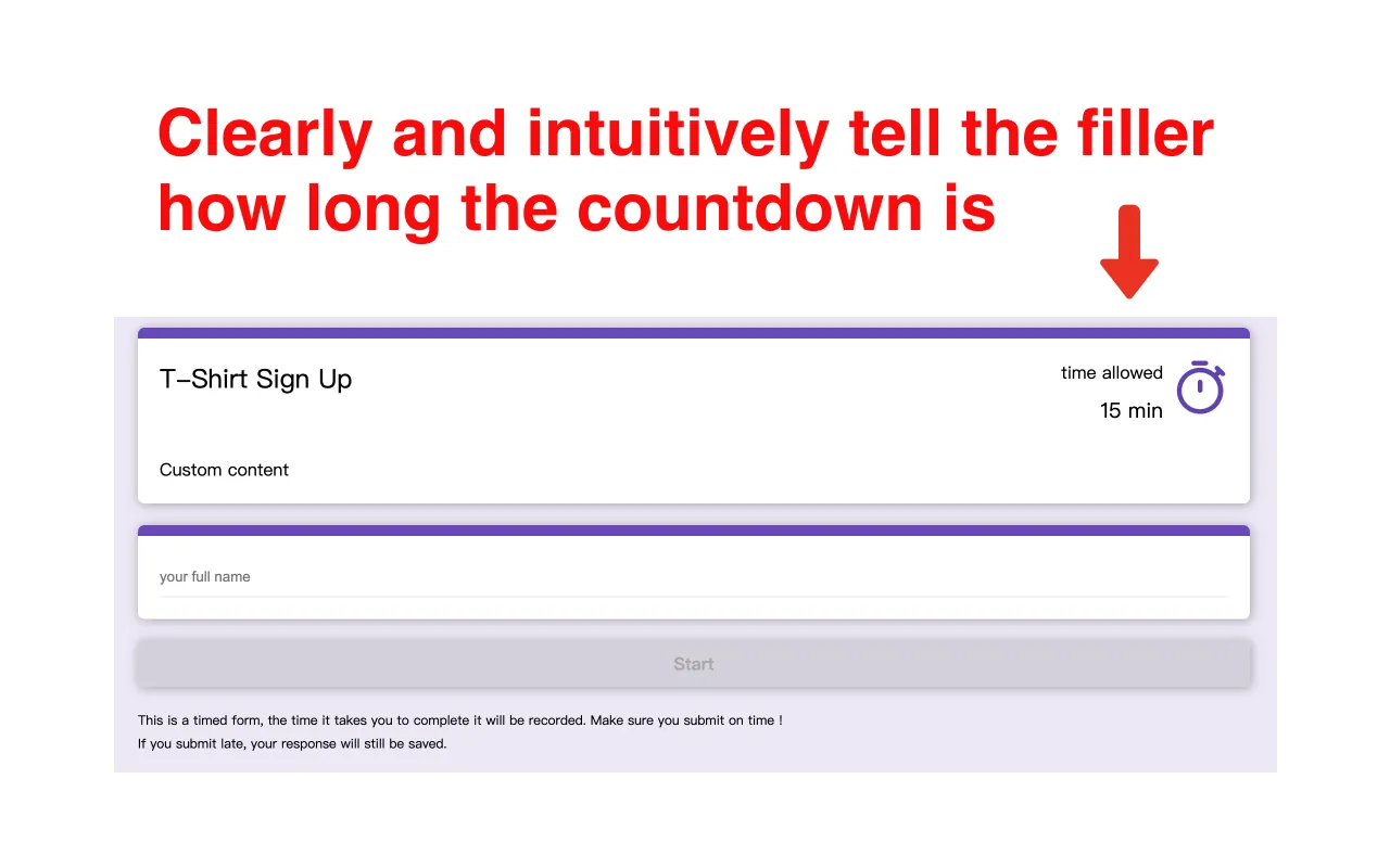 Timer for Google Forms - Countdown display interface for form respondents
