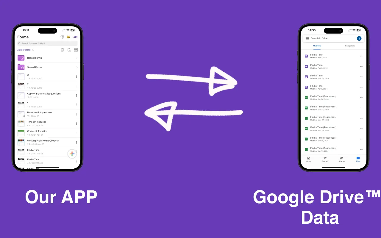 iOS App for Google Forms - Seamless synchronization between mobile app and Google Drive for instant form data access
