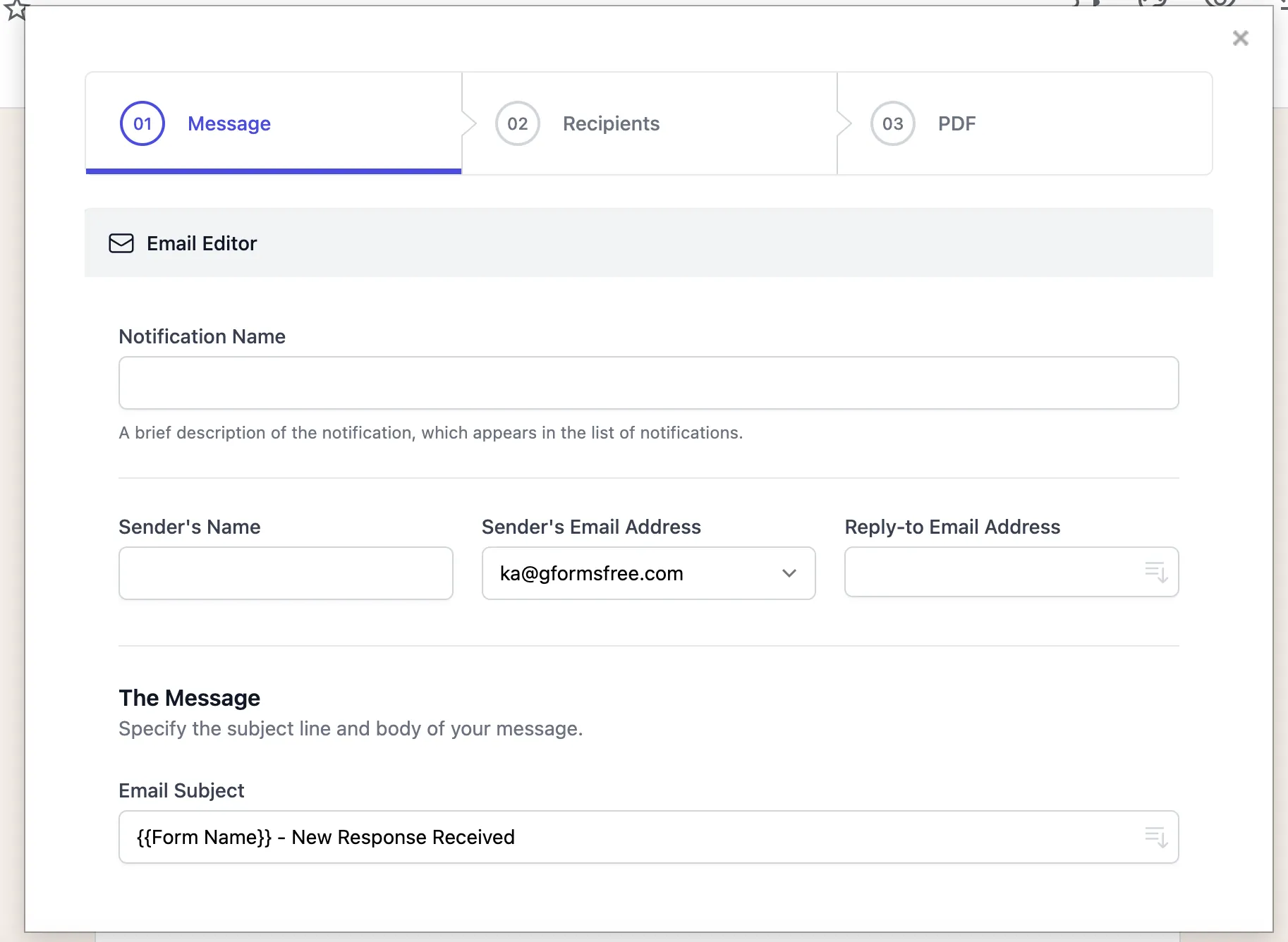 Email Notifications for Google Forms - Configuration interface for customizing notification settings