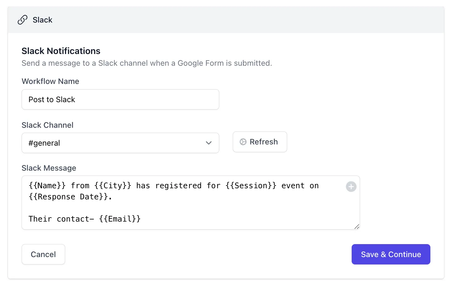 Konfigurasi Template Slack
