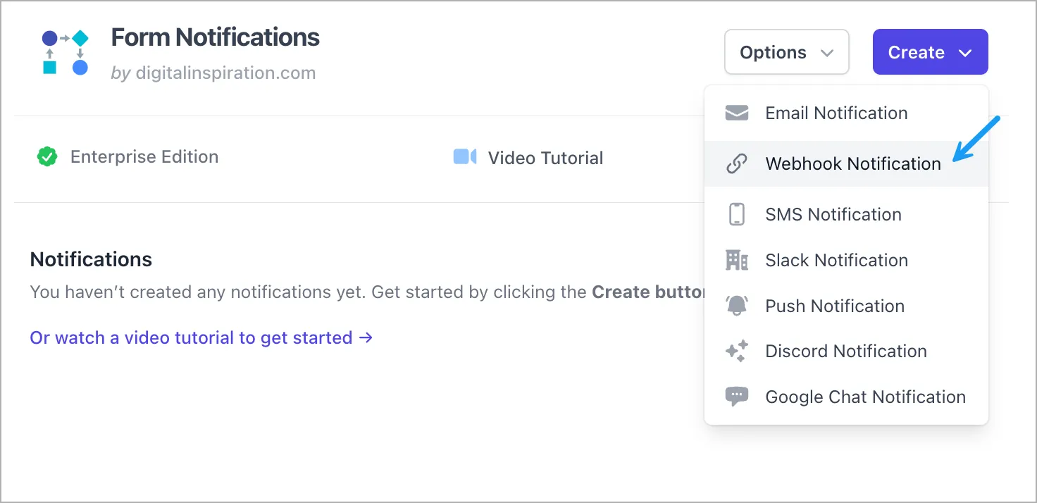 Google Forms용 웹훅